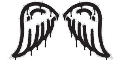 Spray Painted Graffiti wings Sprayed isolated with a white background. graffiti wings with over spray in black over white. Vector illustration