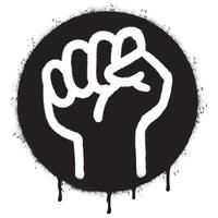 Spray Painted Graffiti fist hand icon Sprayed isolated with a white background. graffiti fist power symbol with over spray in black over white. vector