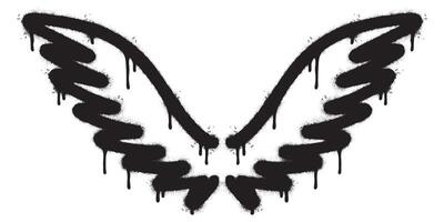 Spray Painted Graffiti wings Sprayed isolated with a white background. graffiti wings with over spray in black over white. Vector illustration