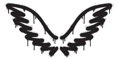 Spray Painted Graffiti wings Sprayed isolated with a white background. graffiti wings with over spray in black over white. Vector illustration