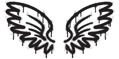 Spray Painted Graffiti wings Sprayed isolated with a white background. graffiti wings with over spray in black over white. Vector illustration