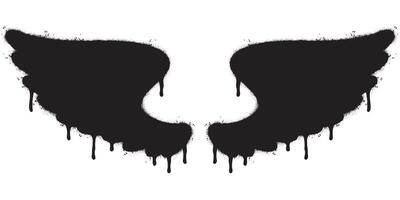 Spray Painted Graffiti wings Sprayed isolated with a white background. graffiti wings with over spray in black over white. Vector illustration