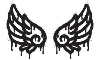 Spray Painted Graffiti wings Sprayed isolated with a white background. graffiti wings with over spray in black over white. Vector illustration