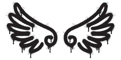 Spray Painted Graffiti wings Sprayed isolated with a white background. graffiti wings with over spray in black over white. Vector illustration