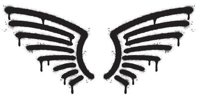 Spray Painted Graffiti wings Sprayed isolated with a white background. graffiti wings with over spray in black over white. Vector illustration