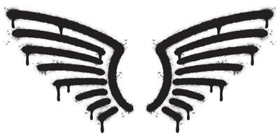 Spray Painted Graffiti wings Sprayed isolated with a white background. graffiti wings with over spray in black over white. Vector illustration