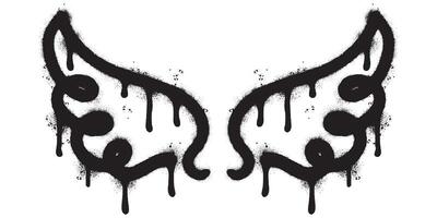 Spray Painted Graffiti wings Sprayed isolated with a white background. graffiti wings with over spray in black over white. Vector illustration