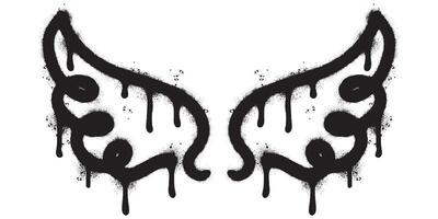 Spray Painted Graffiti wings Sprayed isolated with a white background. graffiti wings with over spray in black over white. Vector illustration