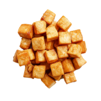 AI generated Plate of fried tofu cubes png isolated on transparent background