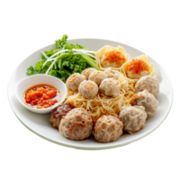 AI generated Plate of Bakso png isolated on transparent background