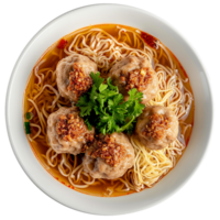 AI generated Plate of Bakso png isolated on transparent background