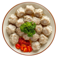 AI generated Plate of Bakso png isolated on transparent background