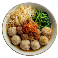 AI generated Plate of Bakso png isolated on transparent background