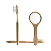 AI generated A bamboo toothbrushes and a dentist mirror isolated on transparent background png