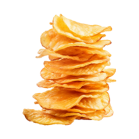 ai gegenereerd aardappel chips geïsoleerd Aan transparant achtergrond PNG