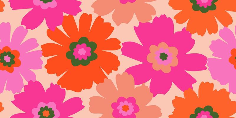 Exotic hand drawn flowers, seamless patterns with floral for fabric, textiles, clothing, wrapping paper, cover, banner, home decor, abstract backgrounds. Vector illustration.