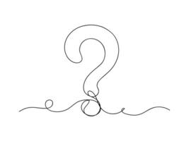 Question mark continuous one line art isolated vector illustration.