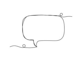 Speech bubble in continuous one line drawing isolated vector illustration.