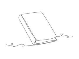 Book continuous one line art isolated vector illustration.