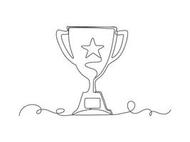 Trophy continuous one line shape isolated vector illustration