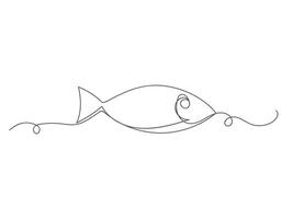 Fish continuous one line shape isolated vector illustration.