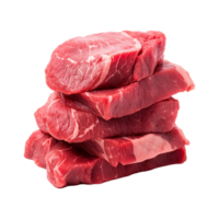 AI generated Stack of raw beef isolated on transparent background png