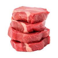 AI generated Stack of raw beef isolated on transparent background png