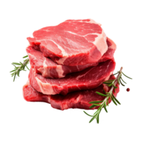 ai generiert Stapel von roh Rindfleisch isoliert auf transparent Hintergrund png