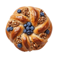 AI generated From above homemade bread with walnuts and blueberries png
