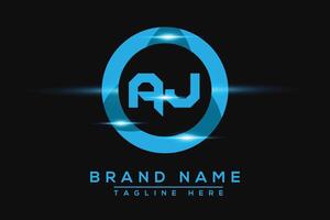 AJ Blue logo Design. Vector logo design for business.