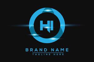 HI Blue logo Design. Vector logo design for business.