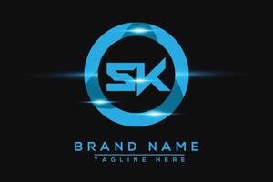 SK Blue logo Design. Vector logo design for business.