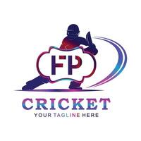 FP Cricket Logo, Vector illustration of cricket sport.