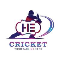 HE Cricket Logo, Vector illustration of cricket sport.