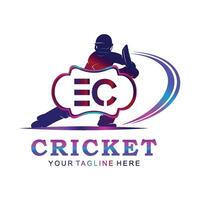 EC Cricket Logo, Vector illustration of cricket sport.