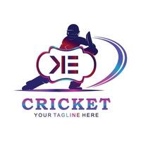 KE Cricket Logo, Vector illustration of cricket sport.