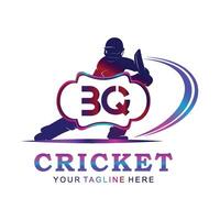 BQ Cricket Logo, Vector illustration of cricket sport.