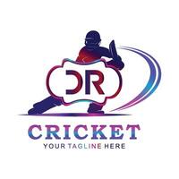 DR Cricket Logo, Vector illustration of cricket sport.