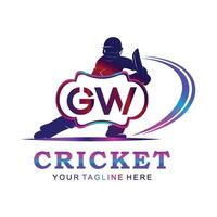 GW Cricket Logo, Vector illustration of cricket sport.
