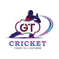 GT Cricket Logo, Vector illustration of cricket sport.