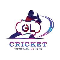 GL Cricket Logo, Vector illustration of cricket sport.