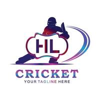 HL Cricket Logo, Vector illustration of cricket sport.