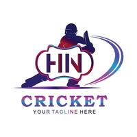 HN Cricket Logo, Vector illustration of cricket sport.