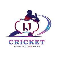 IJ Cricket Logo, Vector illustration of cricket sport.