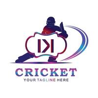 IK Cricket Logo, Vector illustration of cricket sport.