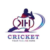 KH Cricket Logo, Vector illustration of cricket sport.