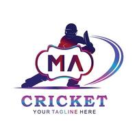 MA Cricket Logo, Vector illustration of cricket sport.
