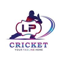 LP Cricket Logo, Vector illustration of cricket sport.