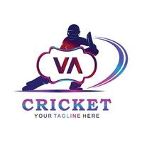 VA Cricket Logo, Vector illustration of cricket sport.