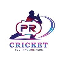 PR Cricket Logo, Vector illustration of cricket sport.